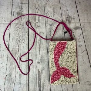 Bamboo Trading Company Beaded Mermaid Tail Club Bag Purse 7” Pink